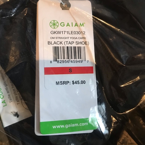 NWT Gaiam black 20” Om straight-leg capri yoga leggings - Picture 4 of 5